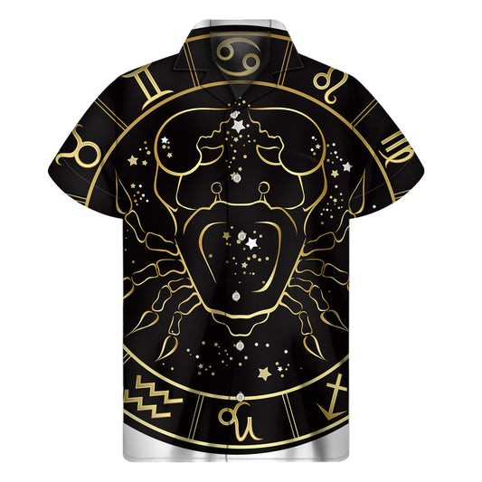 Gold And Black Cancer Sign Print Men's Short Sleeve Shirt