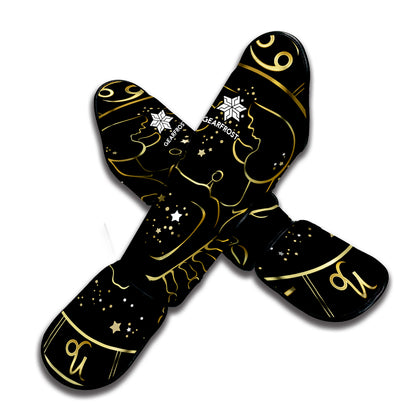 Gold And Black Cancer Sign Print Muay Thai Shin Guard