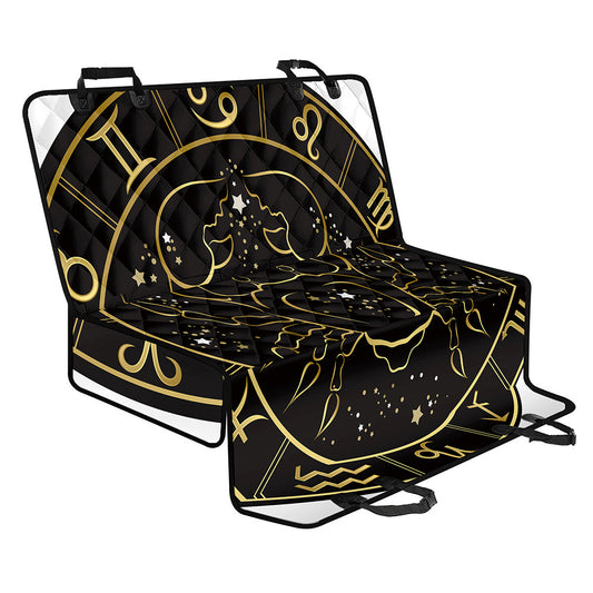 Gold And Black Cancer Sign Print Pet Car Back Seat Cover
