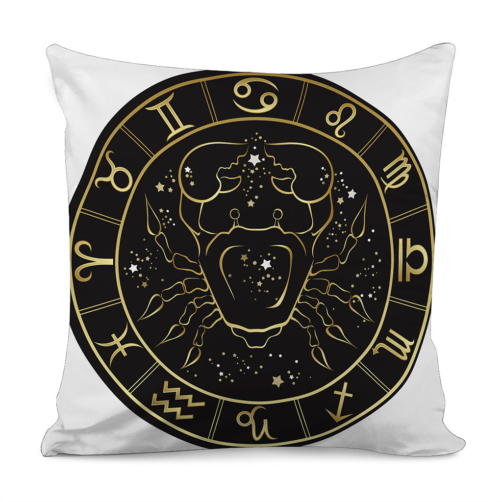 Gold And Black Cancer Sign Print Pillow Cover
