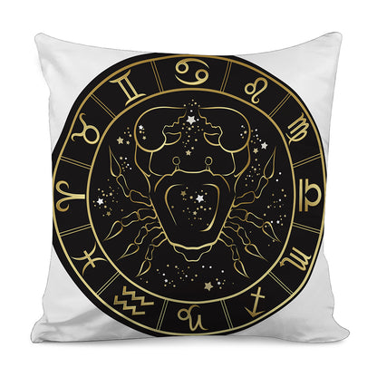 Gold And Black Cancer Sign Print Pillow Cover