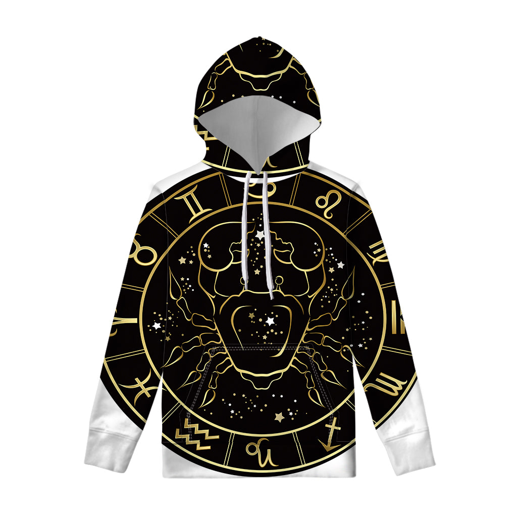 Gold And Black Cancer Sign Print Pullover Hoodie