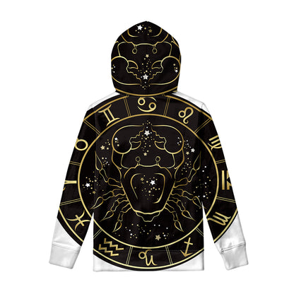 Gold And Black Cancer Sign Print Pullover Hoodie