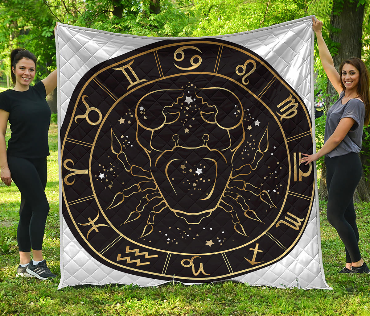 Gold And Black Cancer Sign Print Quilt