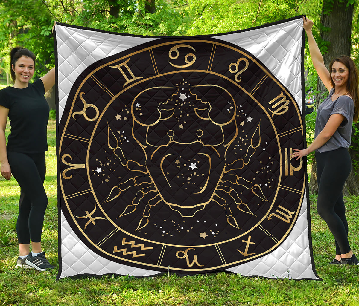 Gold And Black Cancer Sign Print Quilt