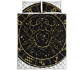 Gold And Black Cancer Sign Print Quilt Bed Set