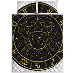 Gold And Black Cancer Sign Print Quilt Bed Set