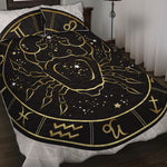 Gold And Black Cancer Sign Print Quilt Bed Set