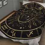 Gold And Black Cancer Sign Print Quilt Bed Set