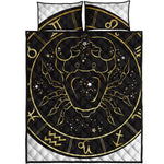 Gold And Black Cancer Sign Print Quilt Bed Set