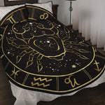 Gold And Black Cancer Sign Print Quilt Bed Set