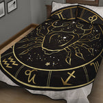 Gold And Black Cancer Sign Print Quilt Bed Set