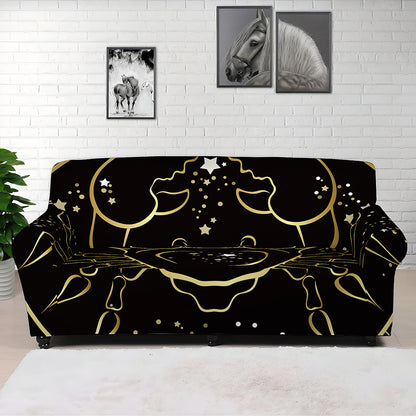 Gold And Black Cancer Sign Print Sofa Cover