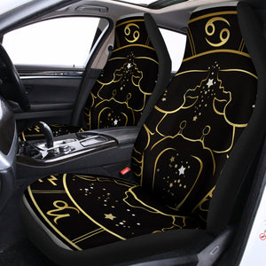 Gold And Black Cancer Sign Print Universal Fit Car Seat Covers