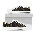 Gold And Black Cancer Sign Print White Low Top Shoes