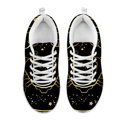 Gold And Black Cancer Sign Print White Sneakers