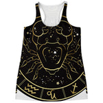 Gold And Black Cancer Sign Print Women's Racerback Tank Top