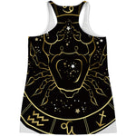 Gold And Black Cancer Sign Print Women's Racerback Tank Top