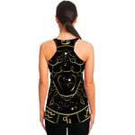 Gold And Black Cancer Sign Print Women's Racerback Tank Top