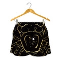 Gold And Black Cancer Sign Print Women's Shorts