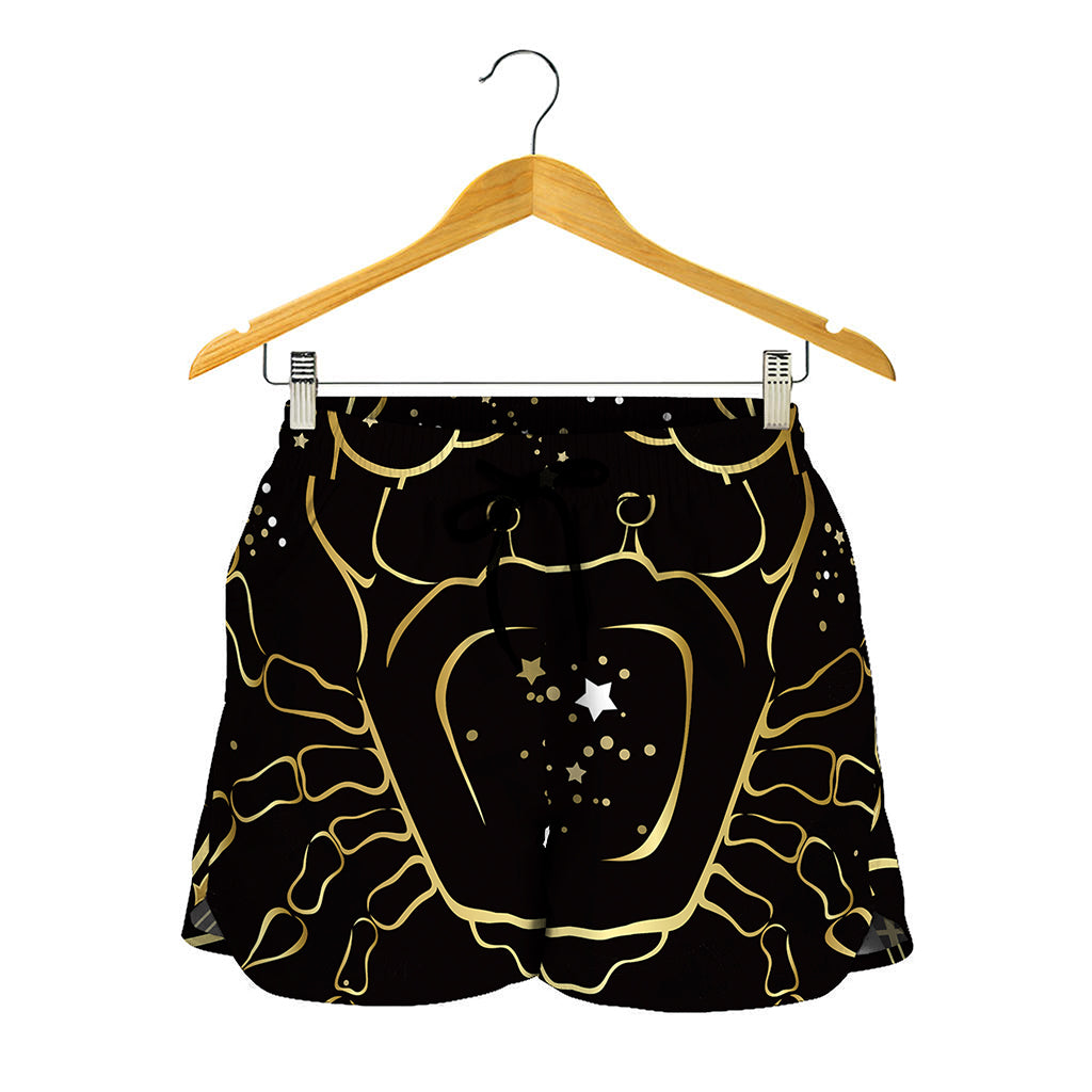 Gold And Black Cancer Sign Print Women's Shorts