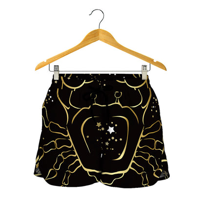 Gold And Black Cancer Sign Print Women's Shorts