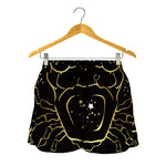 Gold And Black Cancer Sign Print Women's Shorts