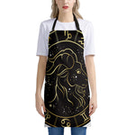 Gold And Black Capricorn Sign Print Apron