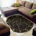 Gold And Black Capricorn Sign Print Area Rug