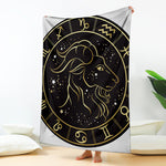 Gold And Black Capricorn Sign Print Blanket