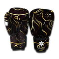 Gold And Black Capricorn Sign Print Boxing Gloves