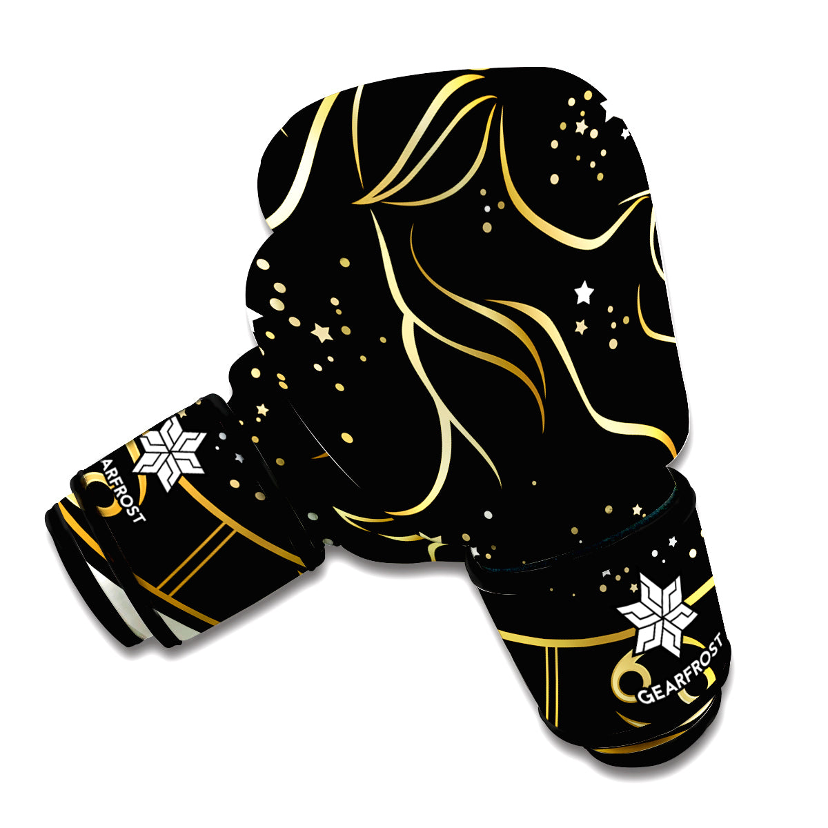 Gold And Black Capricorn Sign Print Boxing Gloves