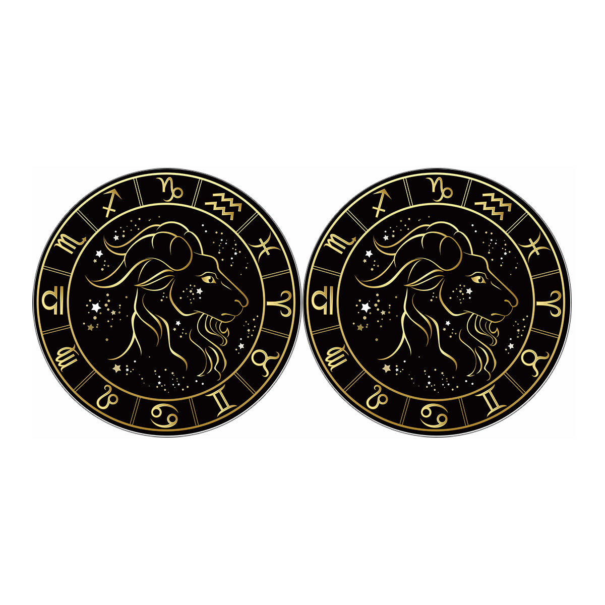 Gold And Black Capricorn Sign Print Car Coasters