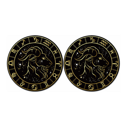 Gold And Black Capricorn Sign Print Car Coasters