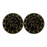 Gold And Black Capricorn Sign Print Car Coasters