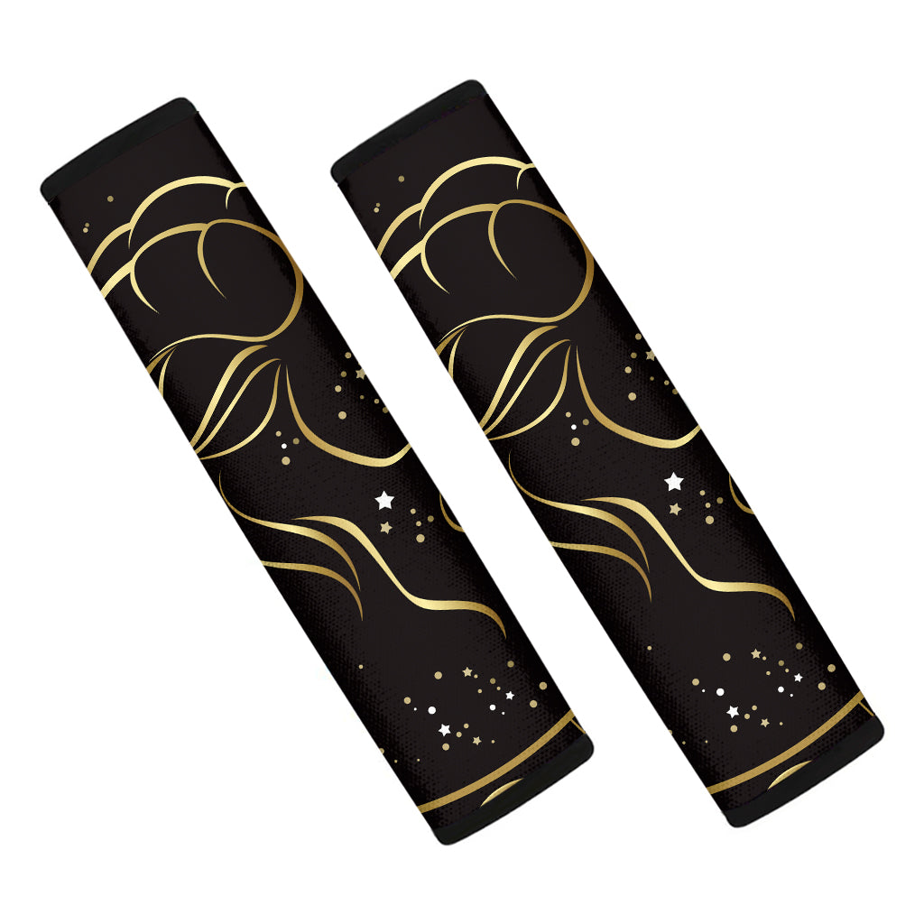 Gold And Black Capricorn Sign Print Car Seat Belt Covers