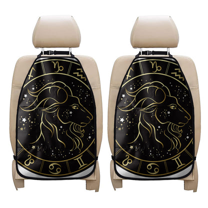 Gold And Black Capricorn Sign Print Car Seat Organizers
