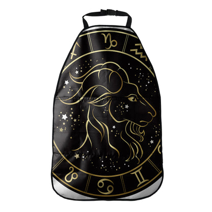 Gold And Black Capricorn Sign Print Car Seat Organizers
