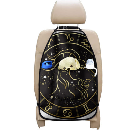 Gold And Black Capricorn Sign Print Car Seat Organizers