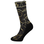 Gold And Black Capricorn Sign Print Crew Socks