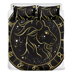 Gold And Black Capricorn Sign Print Duvet Cover Bedding Set