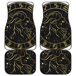 Gold And Black Capricorn Sign Print Front and Back Car Floor Mats