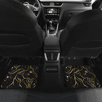Gold And Black Capricorn Sign Print Front and Back Car Floor Mats