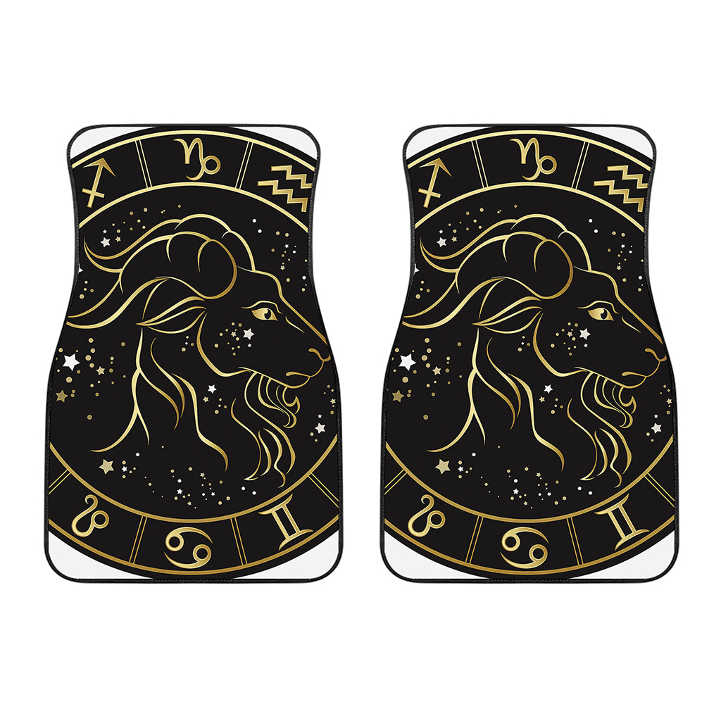 Gold And Black Capricorn Sign Print Front Car Floor Mats