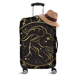 Gold And Black Capricorn Sign Print Luggage Cover