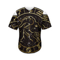 Gold And Black Capricorn Sign Print Men's Baseball Jersey