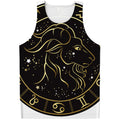 Gold And Black Capricorn Sign Print Men's Tank Top