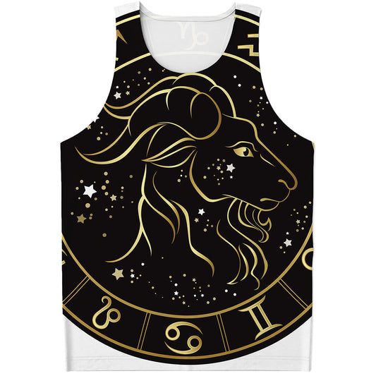 Gold And Black Capricorn Sign Print Men's Tank Top