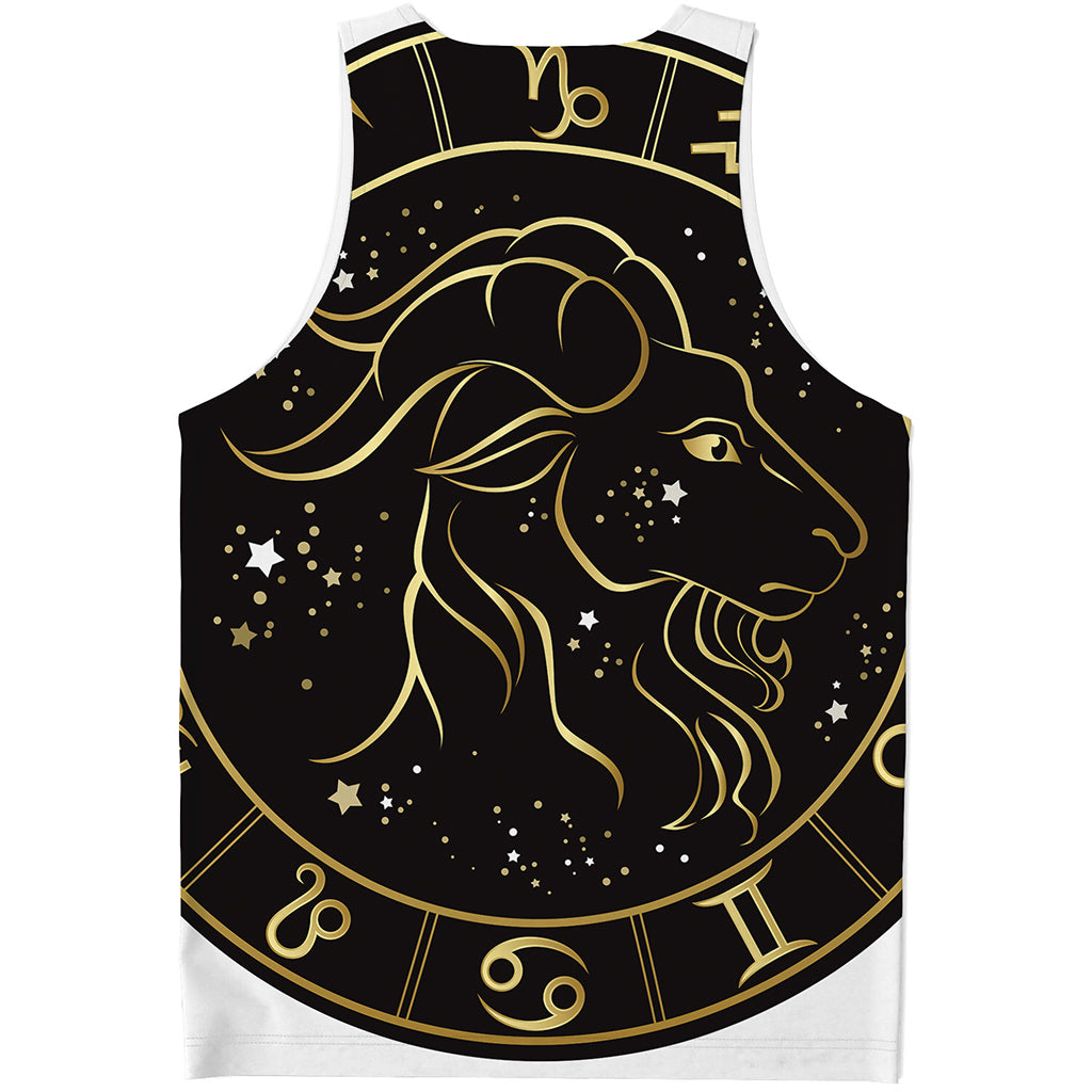 Gold And Black Capricorn Sign Print Men's Tank Top