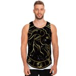 Gold And Black Capricorn Sign Print Men's Tank Top